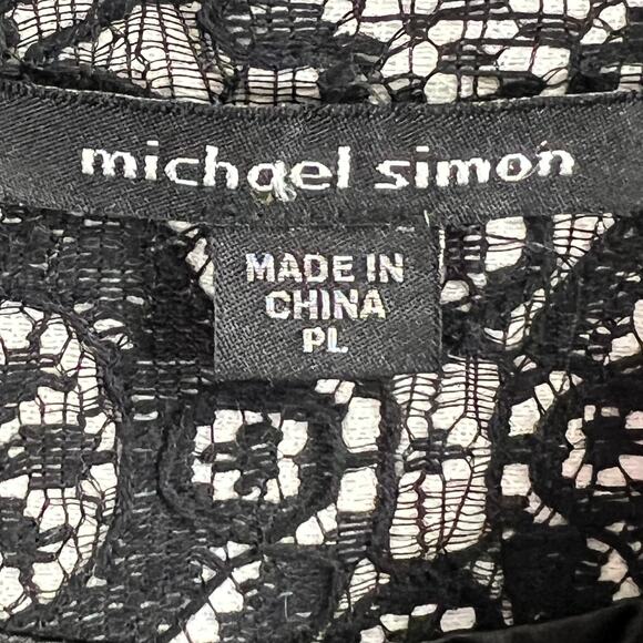 Michael Simon Lace Beaded Jacket Black Evening Bolero Party Petite L - Picture 9 of 11